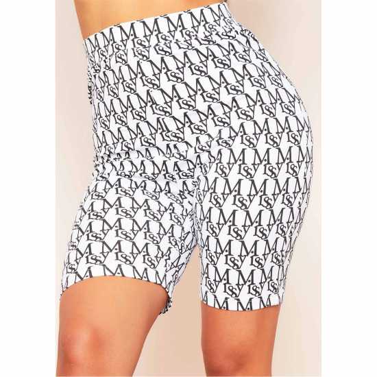 Дамски къси панталони Missy Empire Waist Missy Print Branded Cycle Shorts Бяло Missy Empire Waist Missy Print Branded Cycle Shorts Бяло Дамски къси панталони