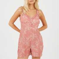 Brave Soul Womens Leaf Print Paysuit With Frilly Straps Brave Soul Womens Leaf Print Paysuit With Frilly Straps