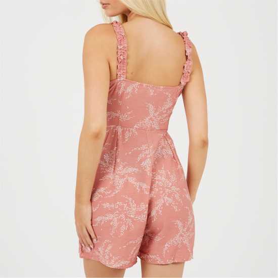 Brave Soul Womens Leaf Print Paysuit With Frilly Straps Brave Soul Womens Leaf Print Paysuit With Frilly Straps