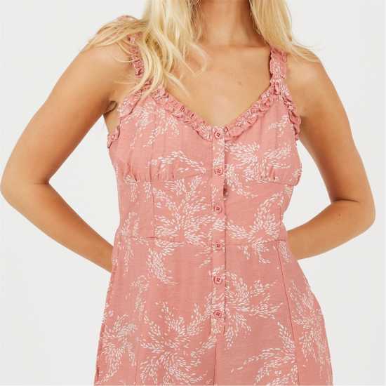 Brave Soul Womens Leaf Print Paysuit With Frilly Straps Brave Soul Womens Leaf Print Paysuit With Frilly Straps