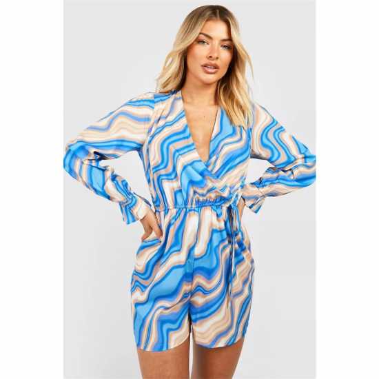 Influence Long-Sleeve Wrap Playsuit  