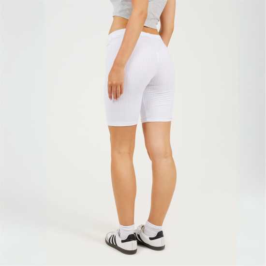 Brave Soul White Ribbed Cycling Shorts  