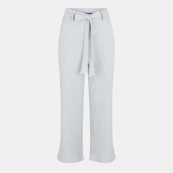 Brave Soul Trousers With Tie Belt Grey Marl 