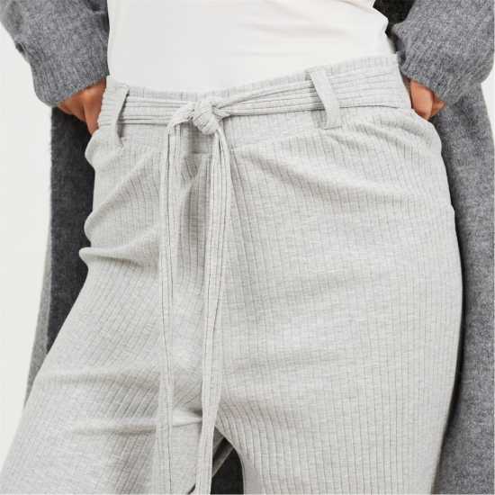 Brave Soul Trousers With Tie Belt Grey Marl 