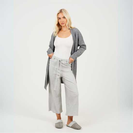 Brave Soul Trousers With Tie Belt Grey Marl 