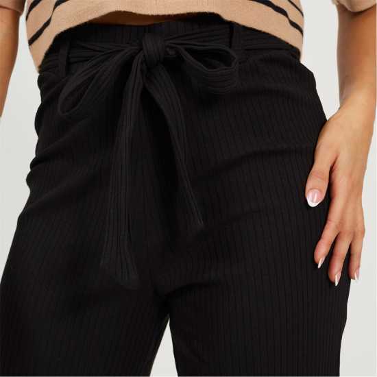 Brave Soul Trousers With Tie Belt Black 