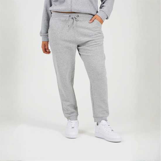 Brave Soul Womens Plus Size Solid Colour Jogging Bottoms Grey Marl 