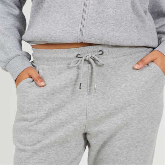Brave Soul Womens Plus Size Solid Colour Jogging Bottoms Grey Marl 