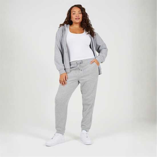 Brave Soul Womens Plus Size Solid Colour Jogging Bottoms Grey Marl 