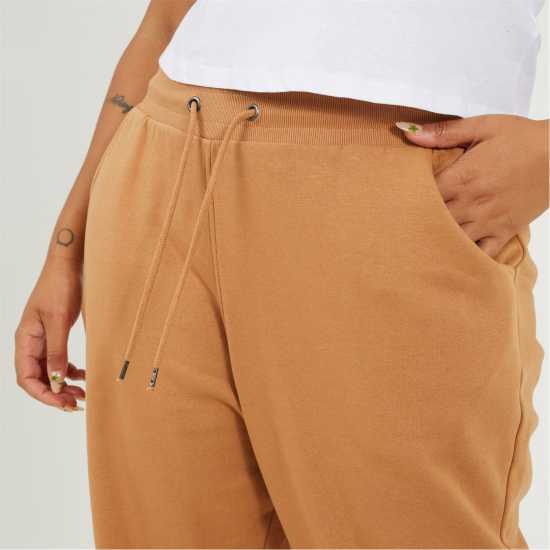 Brave Soul Womens Plus Size Solid Colour Jogging Bottoms Camel 