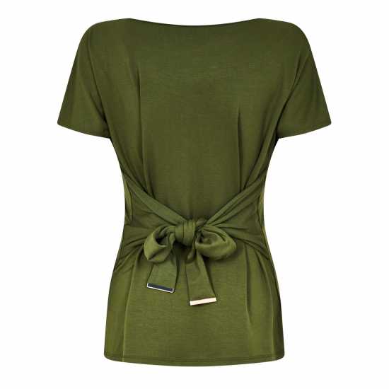 Biba Tie Front Top Хаки Дамски ризи и тениски