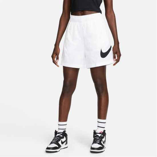 Nike Sportswear Essential Women's High-Rise Woven Shorts White/Black Дамски къси панталони