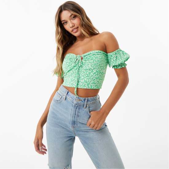 Дамски ризи и тениски Jack Wills Off Shoulder Crop Top Jack Wills Off Shoulder Crop Top Дамски ризи и тениски