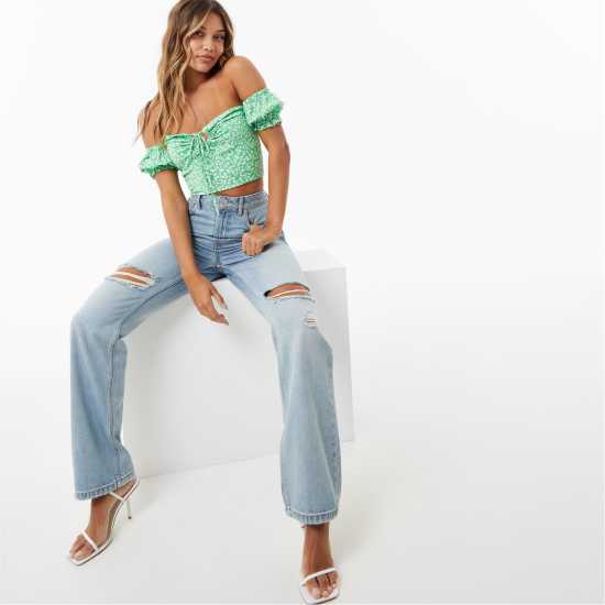 Дамски ризи и тениски Jack Wills Off Shoulder Crop Top Jack Wills Off Shoulder Crop Top Дамски ризи и тениски