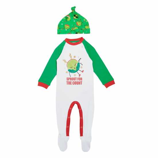 Linea Unisex Baby Family Christmas Sprout Sleepsuit  