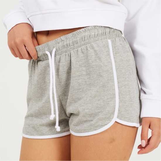 Brave Soul Shorts With Contrast Binding Grey Marl/White 