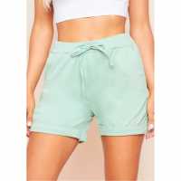 Missy Empire Jersey Casual Shorts Зелено Дамски къси панталони