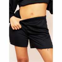 Missy Empire Oversized Raw Hem Shorts Черно Дамски къси панталони