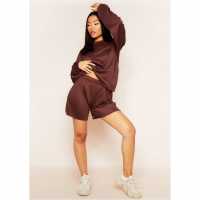 Missy Empire Oversized Raw Hem Shorts Шоколад Дамски къси панталони