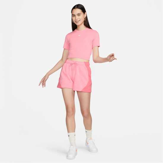 Nike Air Women's Mid-Rise Fleece Shorts Coral Chalk Дамски къси панталони