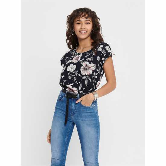 Десенирани Шорти Only Vic All Over Print Short-Sleeve Blouse Нощно небе 
