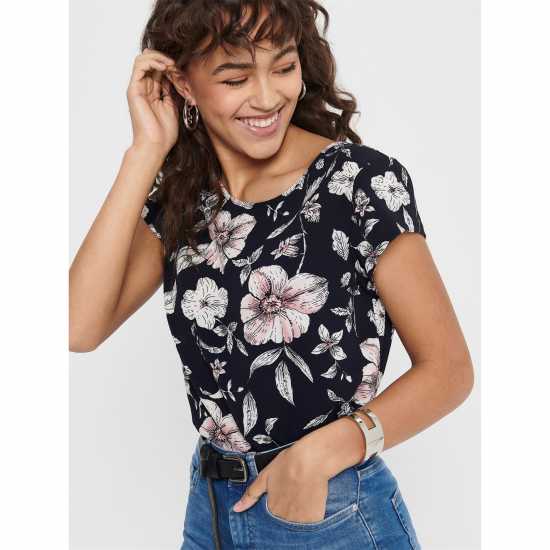 Десенирани Шорти Only Vic All Over Print Short-Sleeve Blouse Нощно небе 