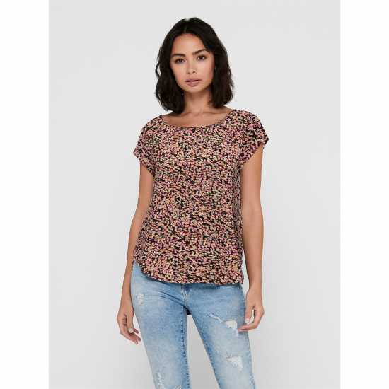 Десенирани Шорти Only Vic All Over Print Short-Sleeve Blouse Черно 