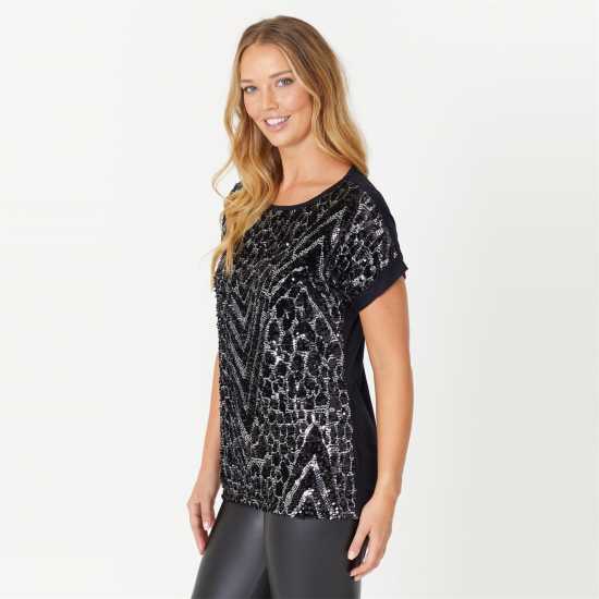 Be You Sequin Front Top  Дамски ризи и тениски