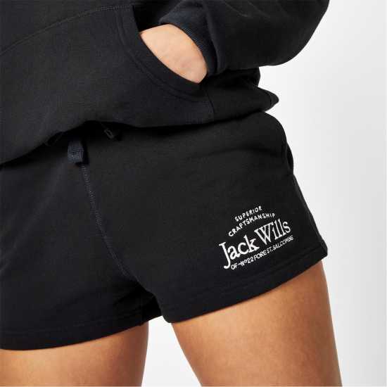 Jack Wills Bea Logo Sweat Shorts Black - Дамски къси панталони