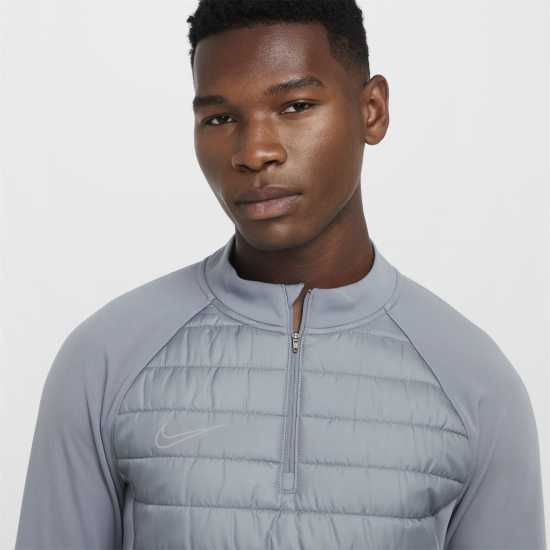 Nike Academy Winter Warrior Men's Therma-Fit 1/2-Zip Soccer Top Grey/Silver 