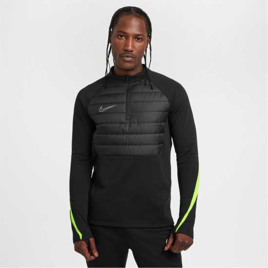 Nike Academy Winter Warrior Men's Therma-Fit 1/2-Zip Soccer Top Черно/Волт Nike Academy Winter Warrior Men's Therma-Fit 1/2-Zip Soccer Top Черно/Волт