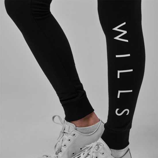 Jack Wills Lingham Wills Logo Joggers Black Дамски долнища на анцуг
