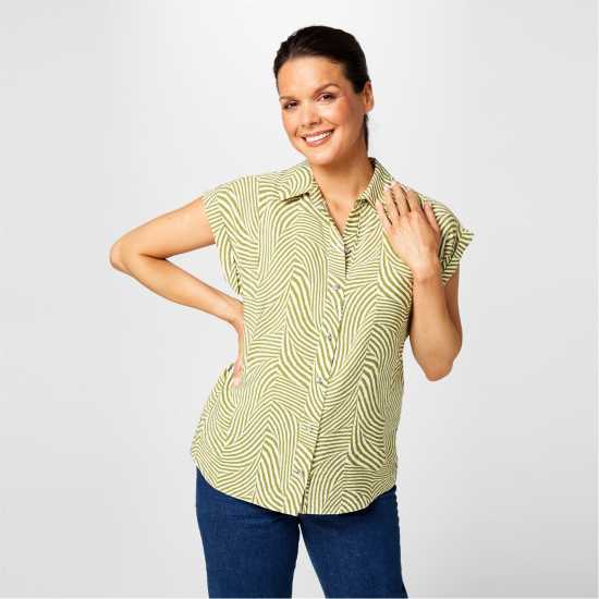 Дамски ризи и тениски Biba Button Through Shirt Зелена шахматка Biba Button Through Shirt Зелена шахматка Дамски ризи и тениски