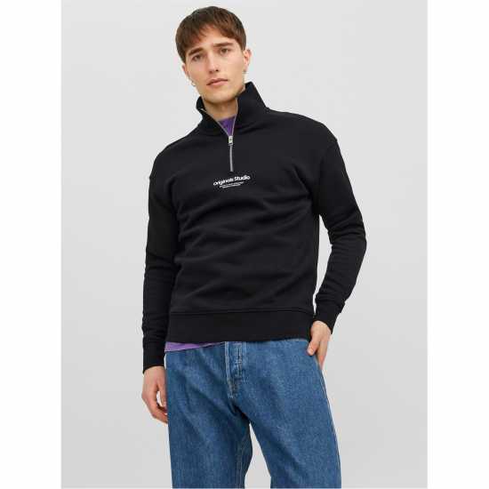 Jack And Jones Jorvester Zip Sweatshirt Черно Мъжки полар