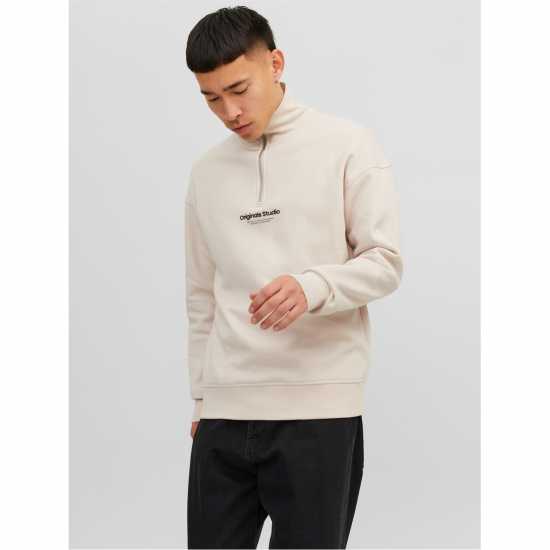 Jack And Jones Jorvester Zip Sweatshirt Лунна лъчина Мъжки полар