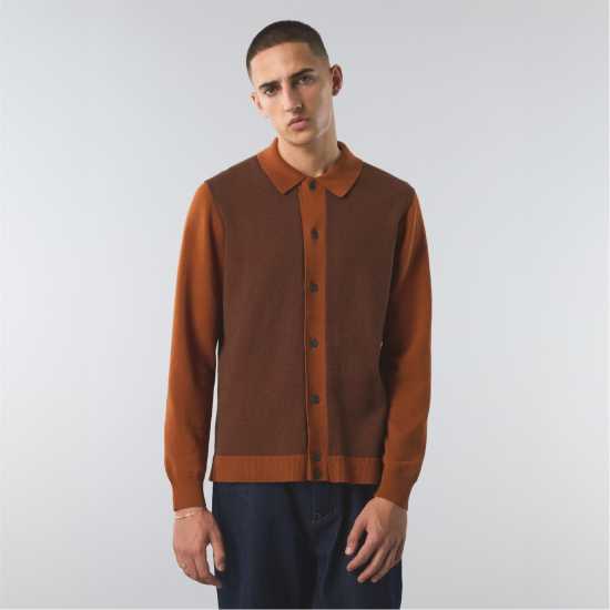 Pretty Green Men's Roxy Long-Sleeve Plain Shirt Оранжево 