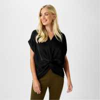 Biba Twist Hem Top Черно Дамски ризи и тениски
