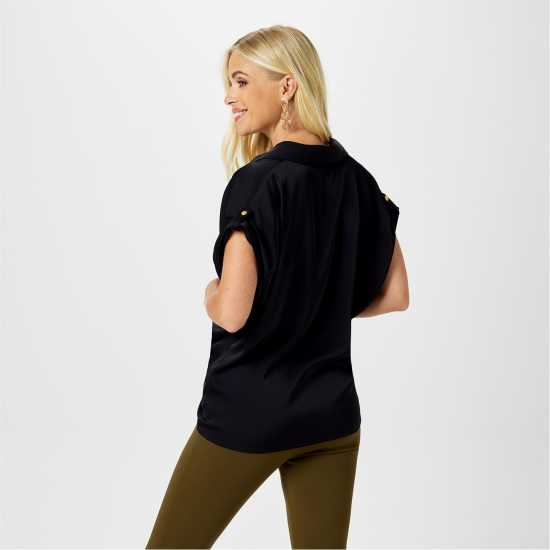 Biba Twist Hem Top Черно Дамски ризи и тениски