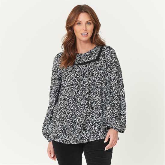 Be You Yoke Neck Detail Floral Top  Дамски ризи и тениски