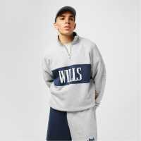 Jack Wills Jw Logo Quarter-Zip Fleece Ледена марла Jack Wills JW Logo Quarter-Zip Fleece Ледена марла