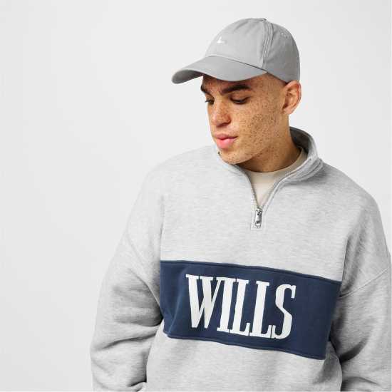 Jack Wills Jw Logo Quarter-Zip Fleece Ледена марла Jack Wills JW Logo Quarter-Zip Fleece Ледена марла