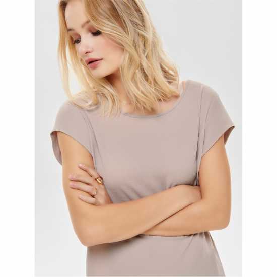 Only Solid Short-Sleeve Blouse Бледо мави 