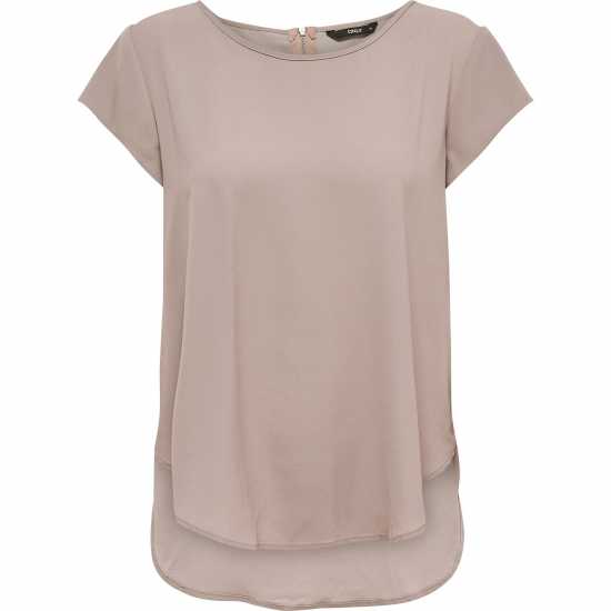 Only Solid Short-Sleeve Blouse Бледо мави 