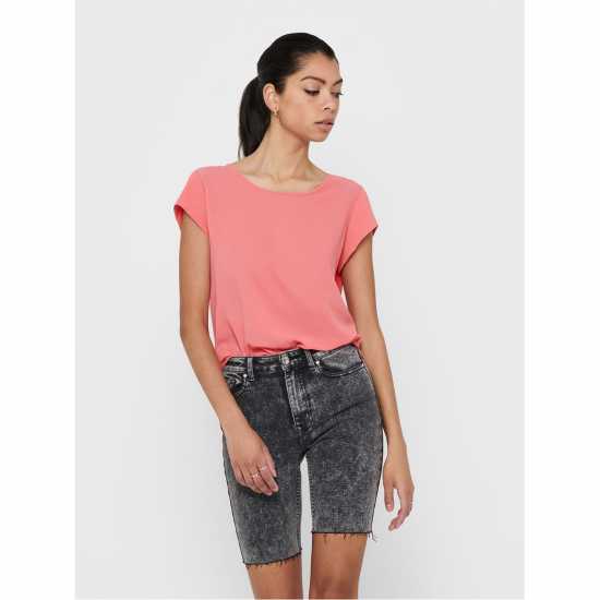 Only Solid Short-Sleeve Blouse Чайна роза 