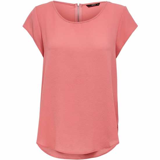 Only Solid Short-Sleeve Blouse Чайна роза 