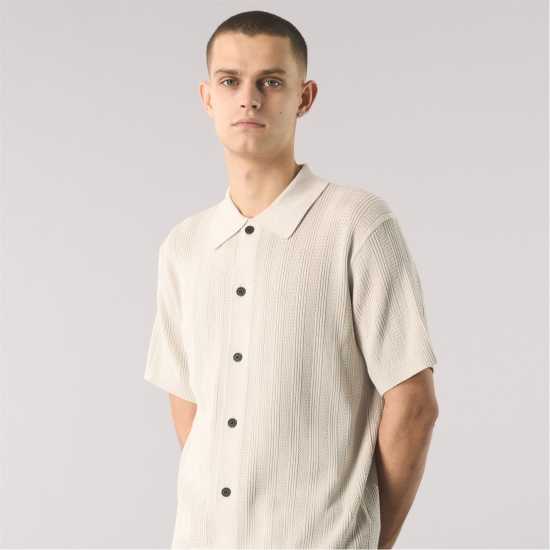 Pretty Green Men's Short-Sleeve Plain Shirt Камък 