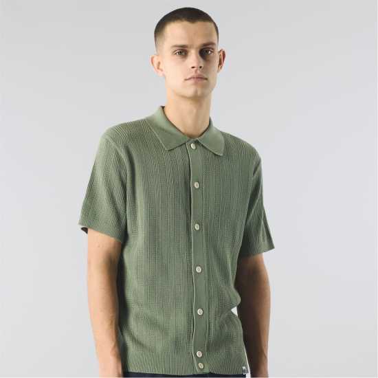 Pretty Green Men's Short-Sleeve Plain Shirt Зелено 