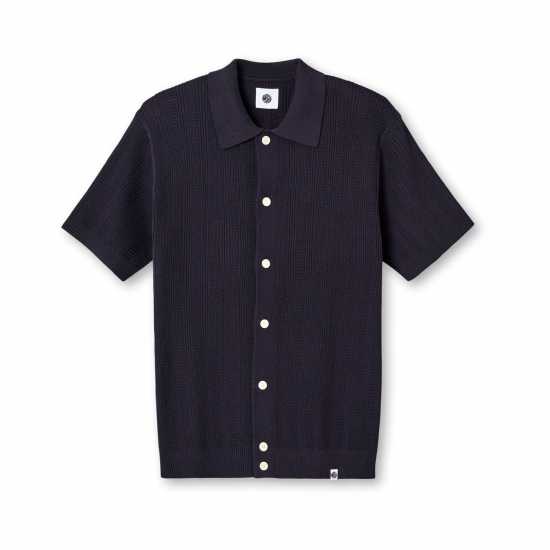 Pretty Green Men's Short-Sleeve Plain Shirt Морска синьо 