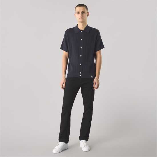 Pretty Green Men's Short-Sleeve Plain Shirt Морска синьо 