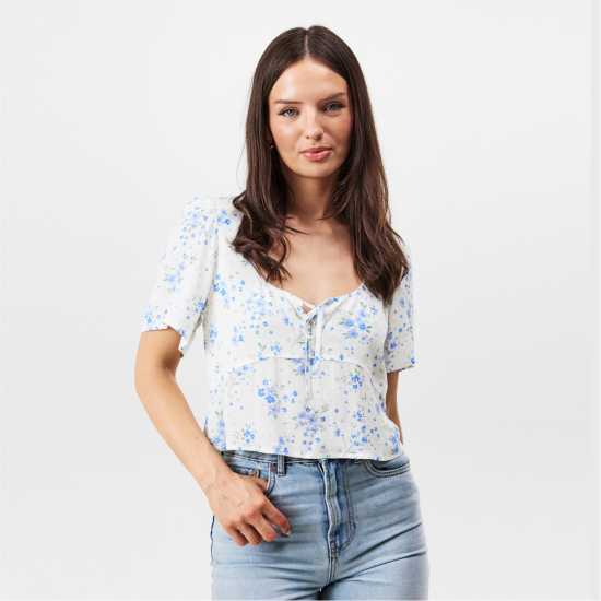 Jack Wills Jw Keyhole Short-Sleeve Blouse Бяло Дитси Jack Wills Jw Keyhole Short-Sleeve Blouse Бяло Дитси